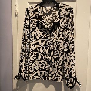 Calvin Klein white and black flower blouse